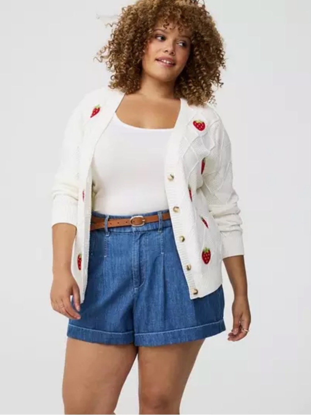 Torrid 100% Cotton Embroidered Strawberry Textured Sweater Cardigan Plus Sz 4X - Picture 10 of 11
